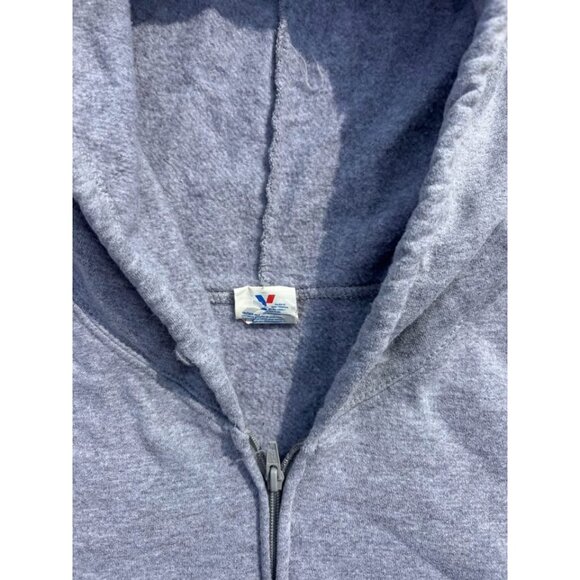 Vintage Grey Blank Heavyweight Zip Up Hoodie Sweater - Picture 5 of 5